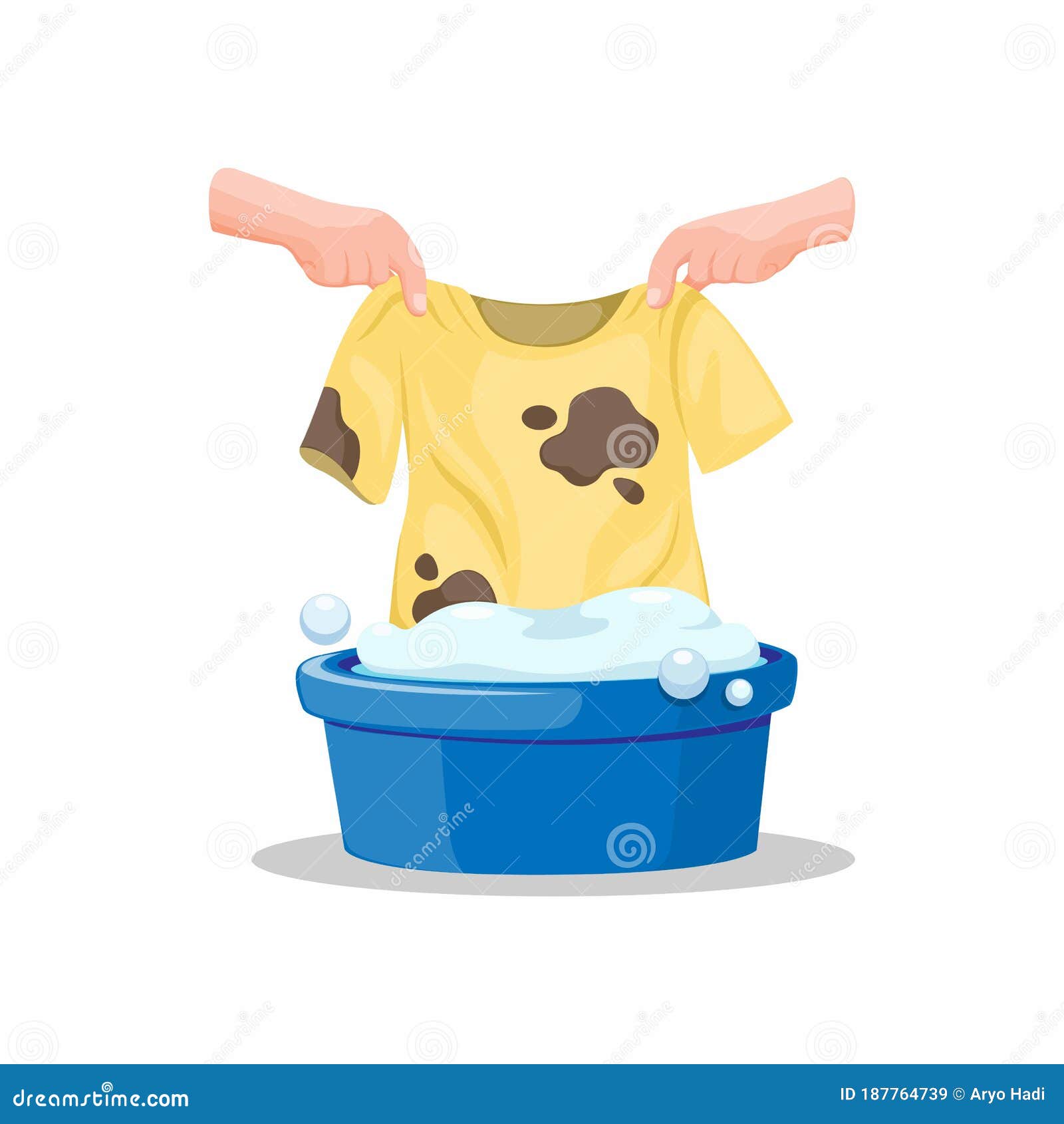 Hand Put Dirty Tshirt on Bucket Full Soap of Deterent, Washing Clothes  Symbol in Cartoon Illustration Vector on White Background Stock Vector -  Illustration of apparel, clean: 187764739