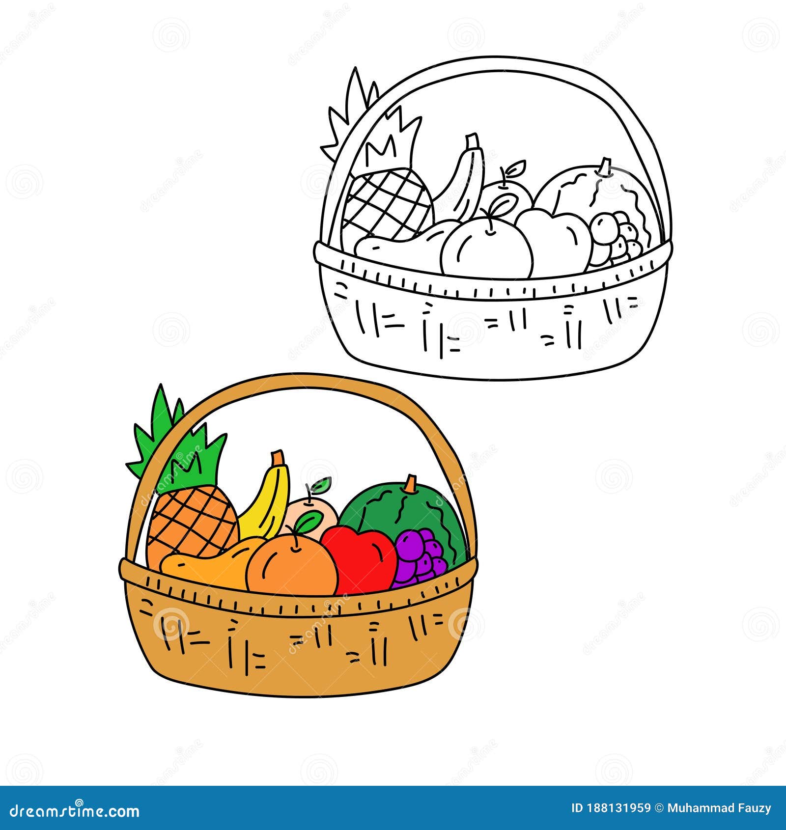 fruits basket clipart black and white