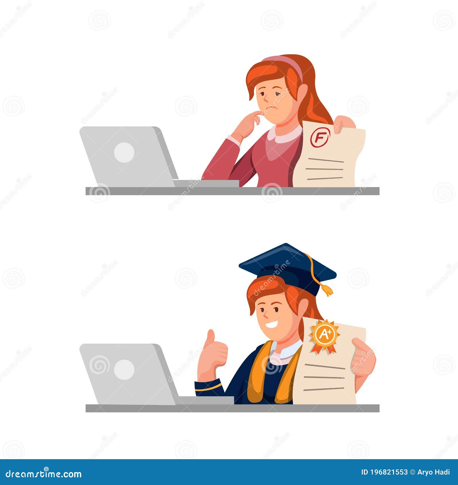 Teenage Girl Student Online Course with Bad and Excellent Exam Paper Test Result Symbol Icon Set Illustration in Cartoon Vector Stock Vector - Illustration of interface, graduation: 196821553 Teenage Girl Student Online Course with Bad and Excellent Exam Paper Test Result Symbol Icon Set Illustration in Cartoon Vector Stock Vector - Illustration of interface, graduation: 196821553