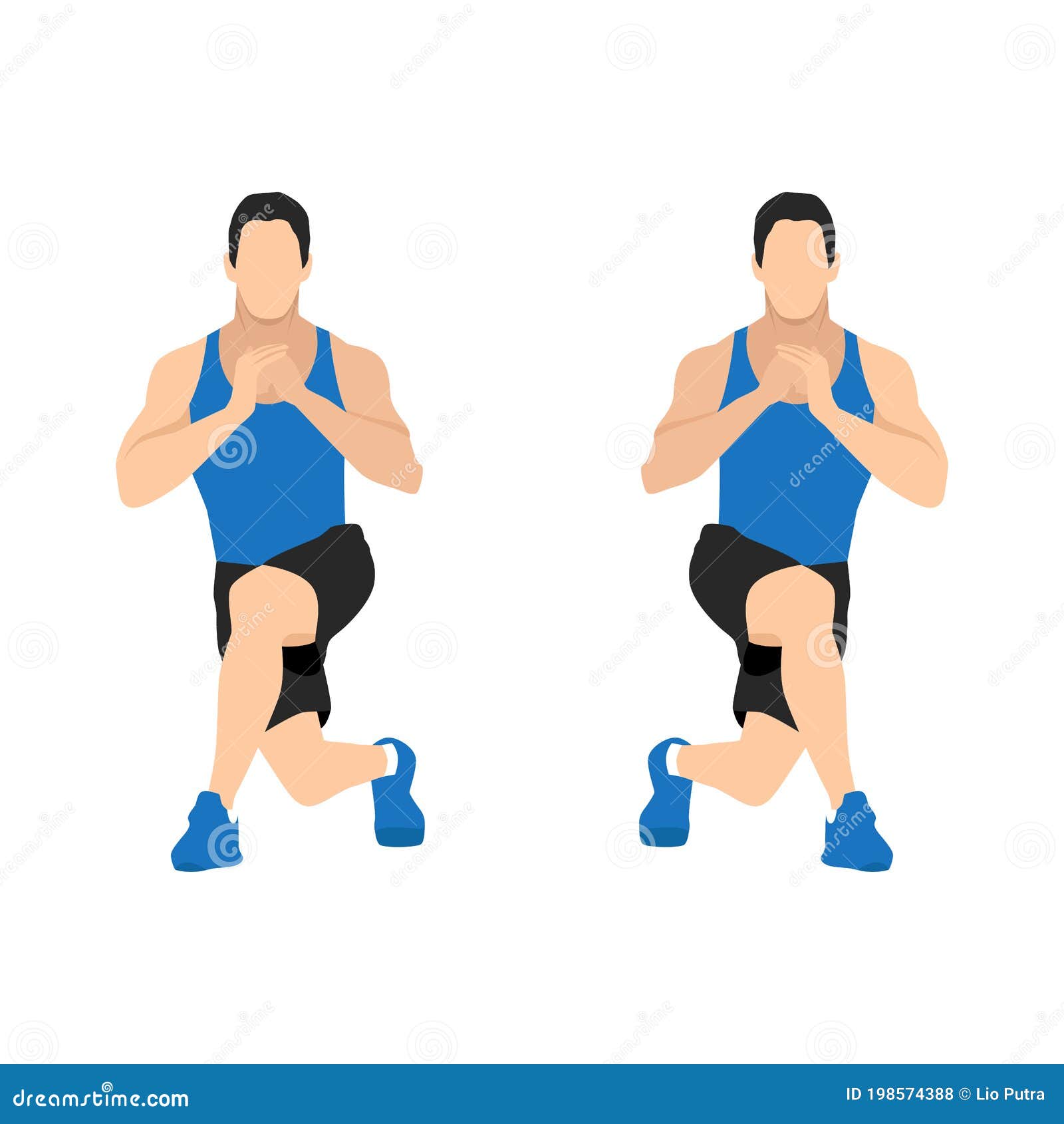 man doing workout with alternating curtsy lunge