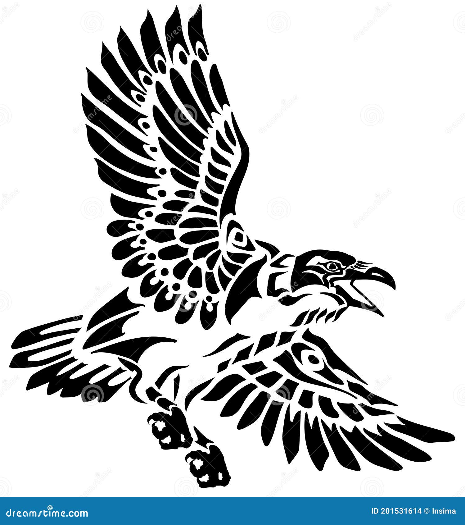 Vector Boho Raven Tattoo or T-shirt Print Design Stock Vector -  Illustration of crow, bohemian: 116260641