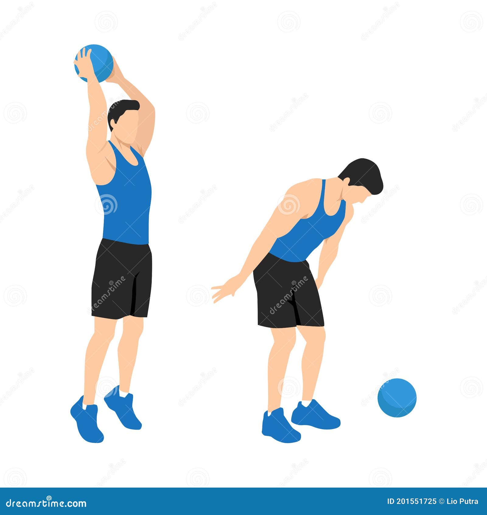 Medicine Ball Floor Press. Laying Chest Passes RoyaltyFree Cartoon
