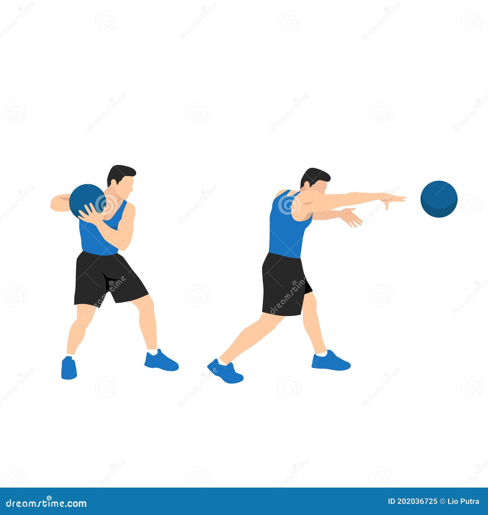 Medicine Ball Floor Press. Laying Chest Passes RoyaltyFree Cartoon