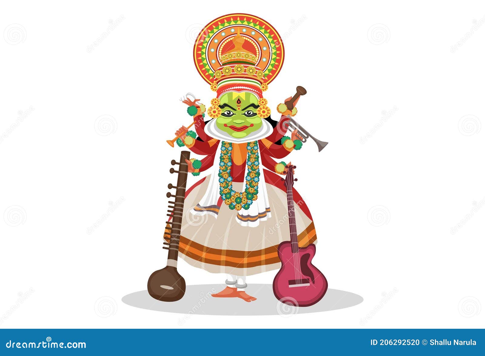 Vector Graphic Illustration of Kathakali Dancer Stock Vector - Illustration  of character, cartoon: 206292520