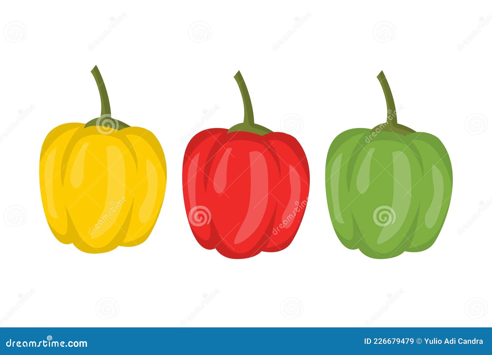 Paprika Illustration with Simple Style, Red Paprika, Yellow Paprika