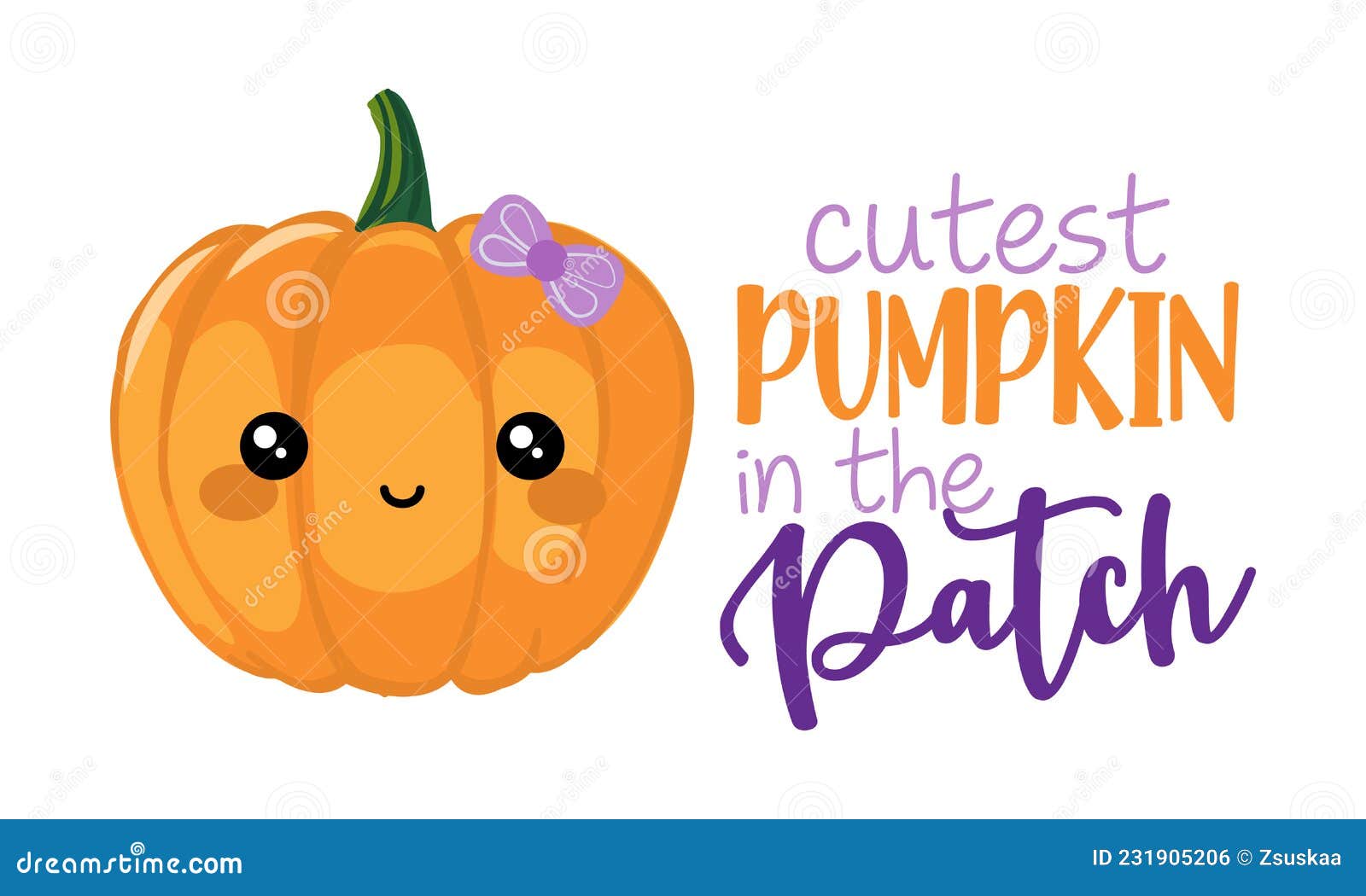 cutest pumpkin in the patch - hand drawn pretty  pumpkin girl with quote.