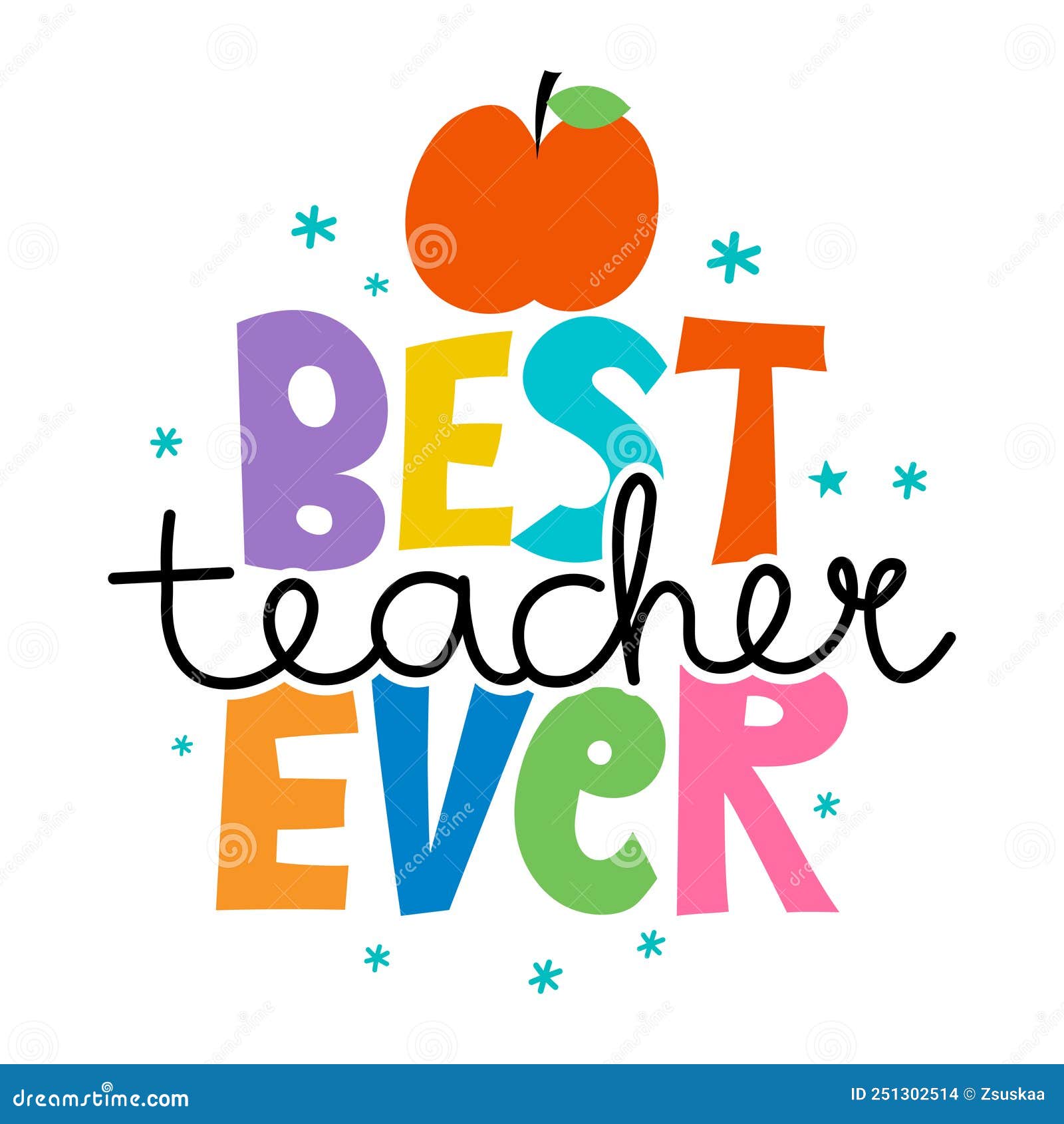 Best Teacher Ever Black Typography Design. Gift Card for Teacher`s