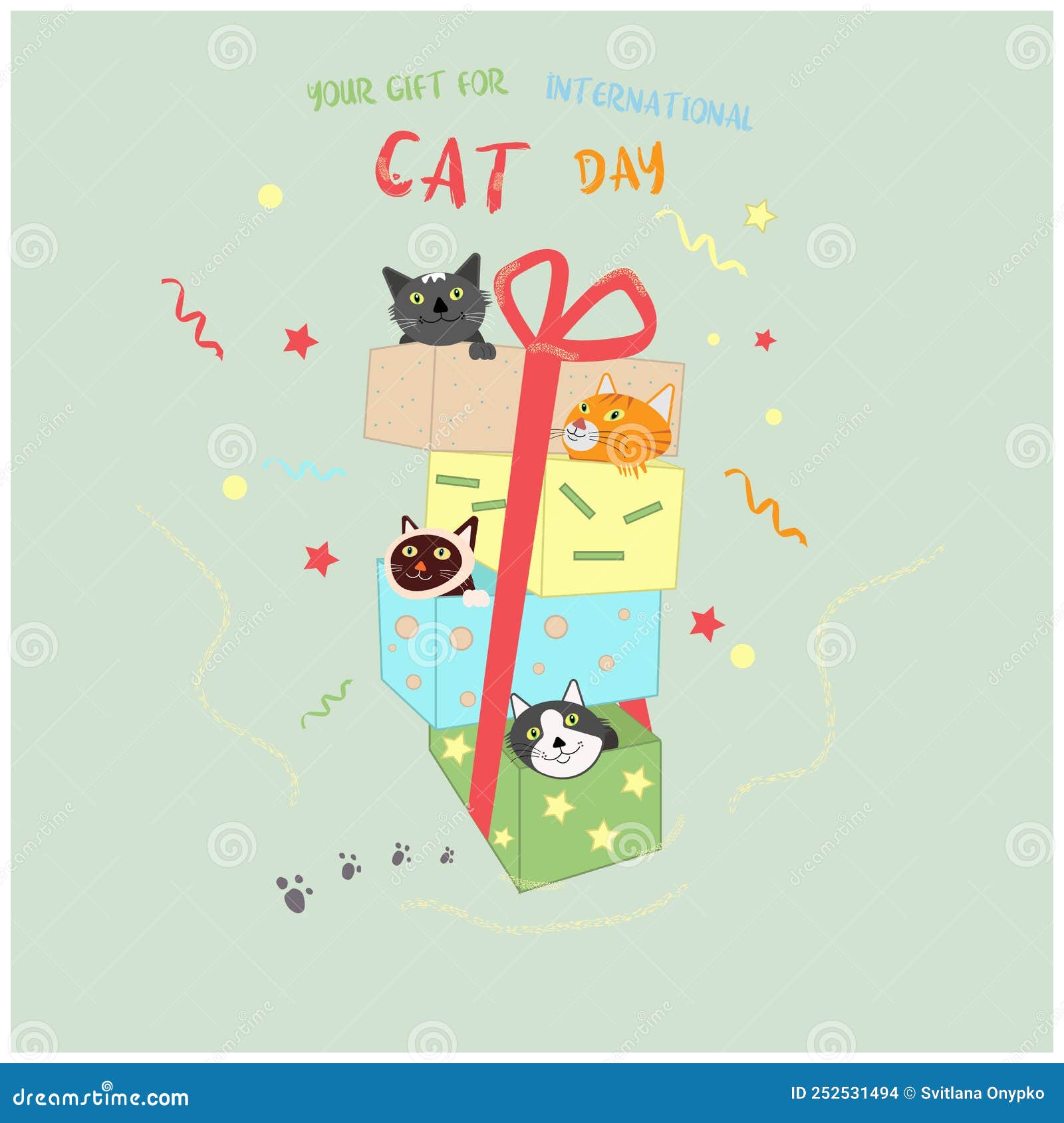 Gift in Boxes Surprise Cats Stock Vector Illustration of