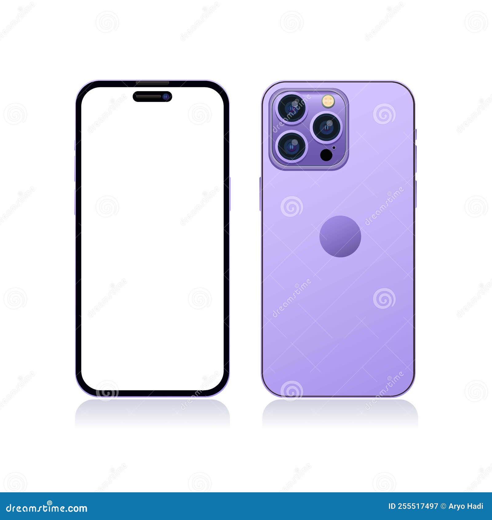  of new iphone 14 pro max in purple color mockup template 