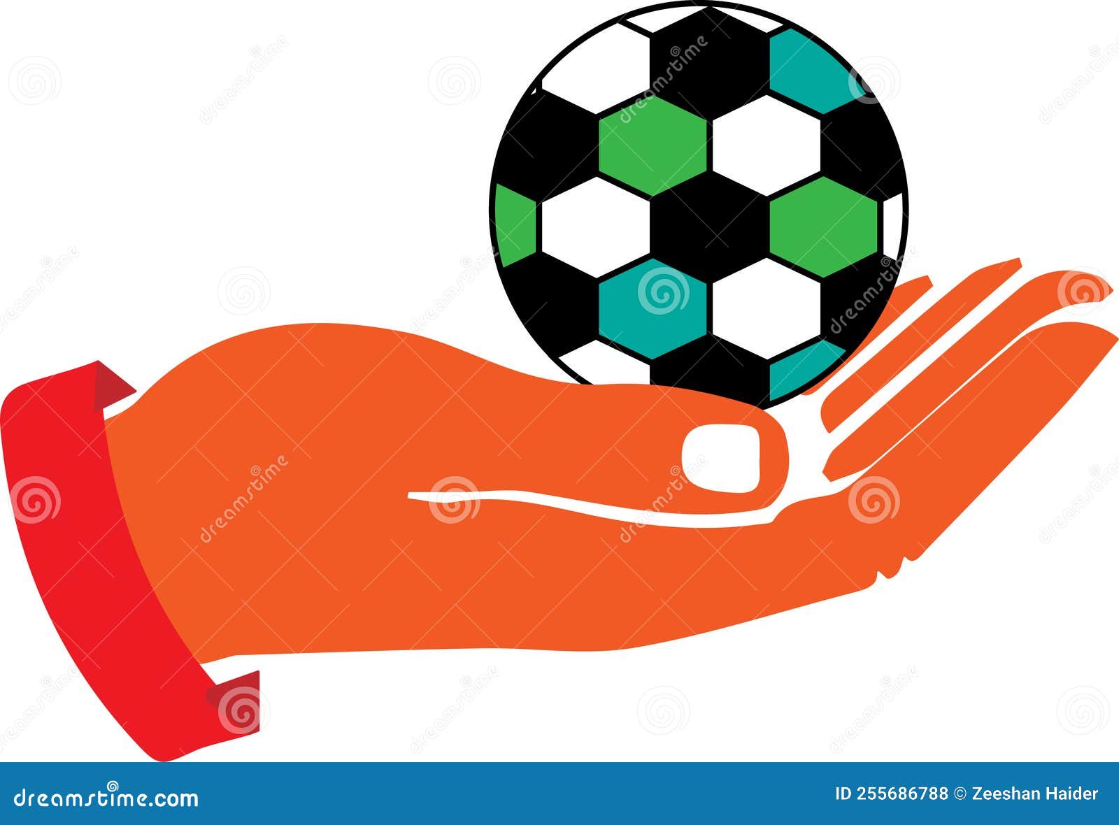 Football in safe hands stock vector. Illustration of brand 255686788