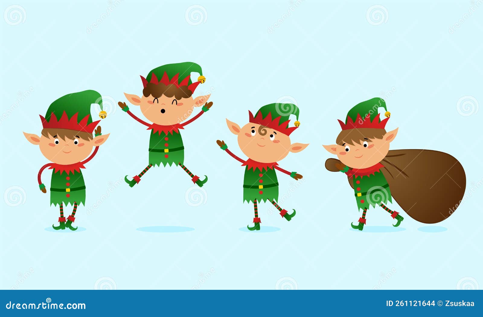 christmas elves - santa`s little helpers  in cartoon style.