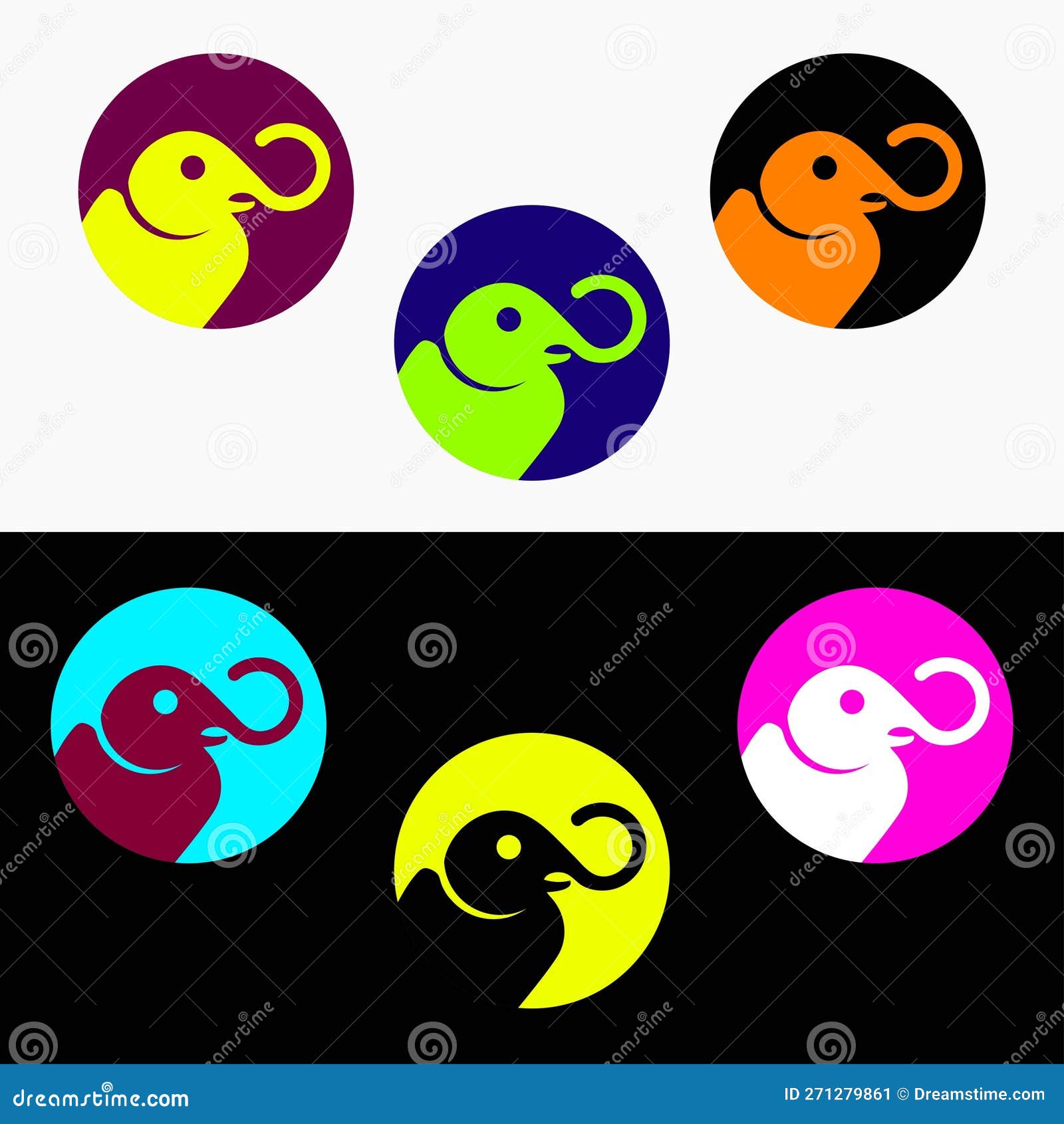 Circle Elephant Animal Vector Logo Template Design Stock Vector