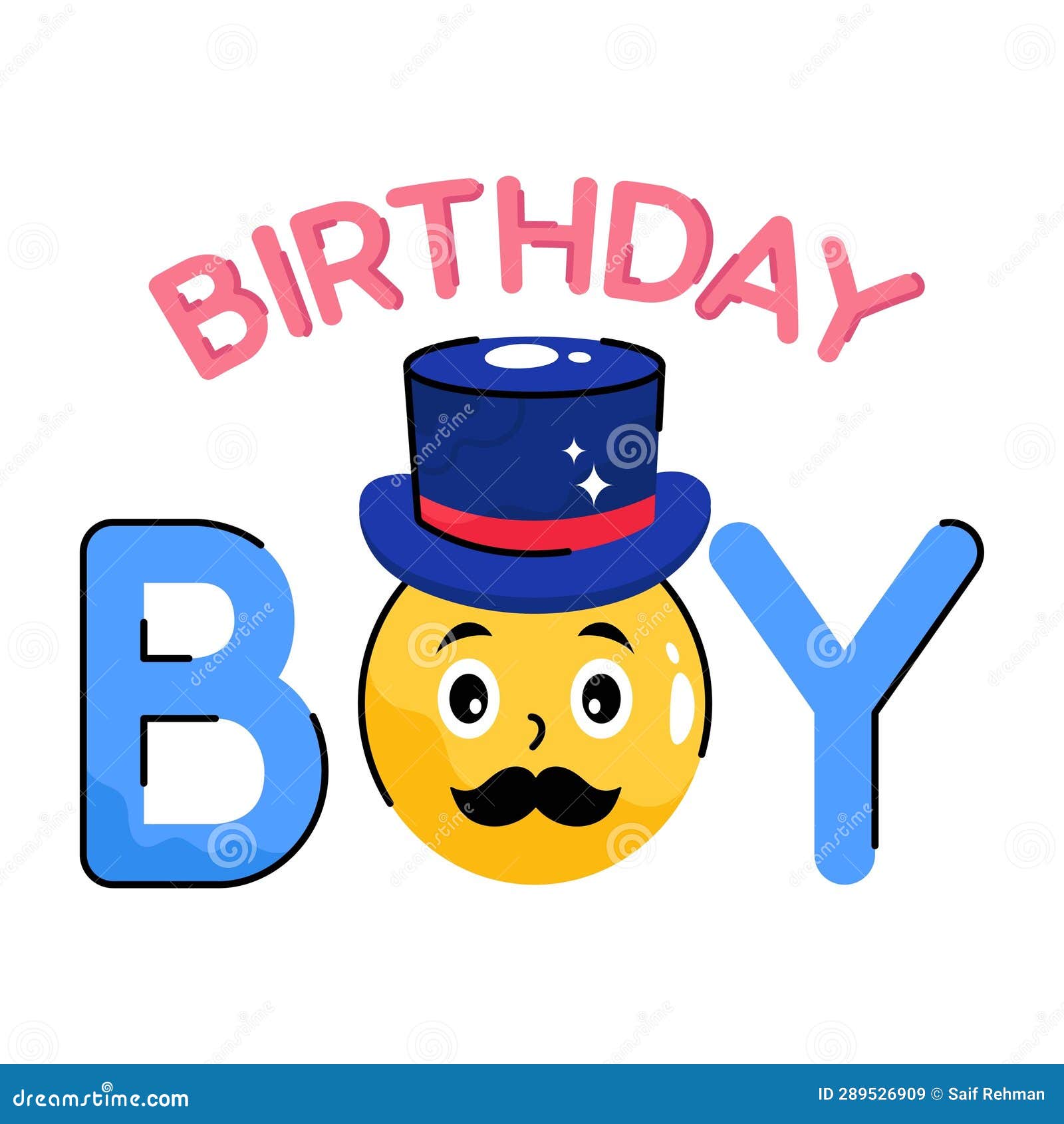 Birthday Boy Doodle Vector Colorful Sticker. EPS 10 File Stock