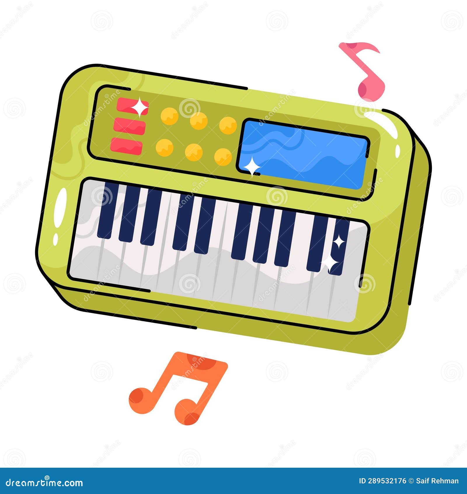 Piano Doodle Vector Colorful Sticker. EPS 10 File Stock Illustration Illustration of music