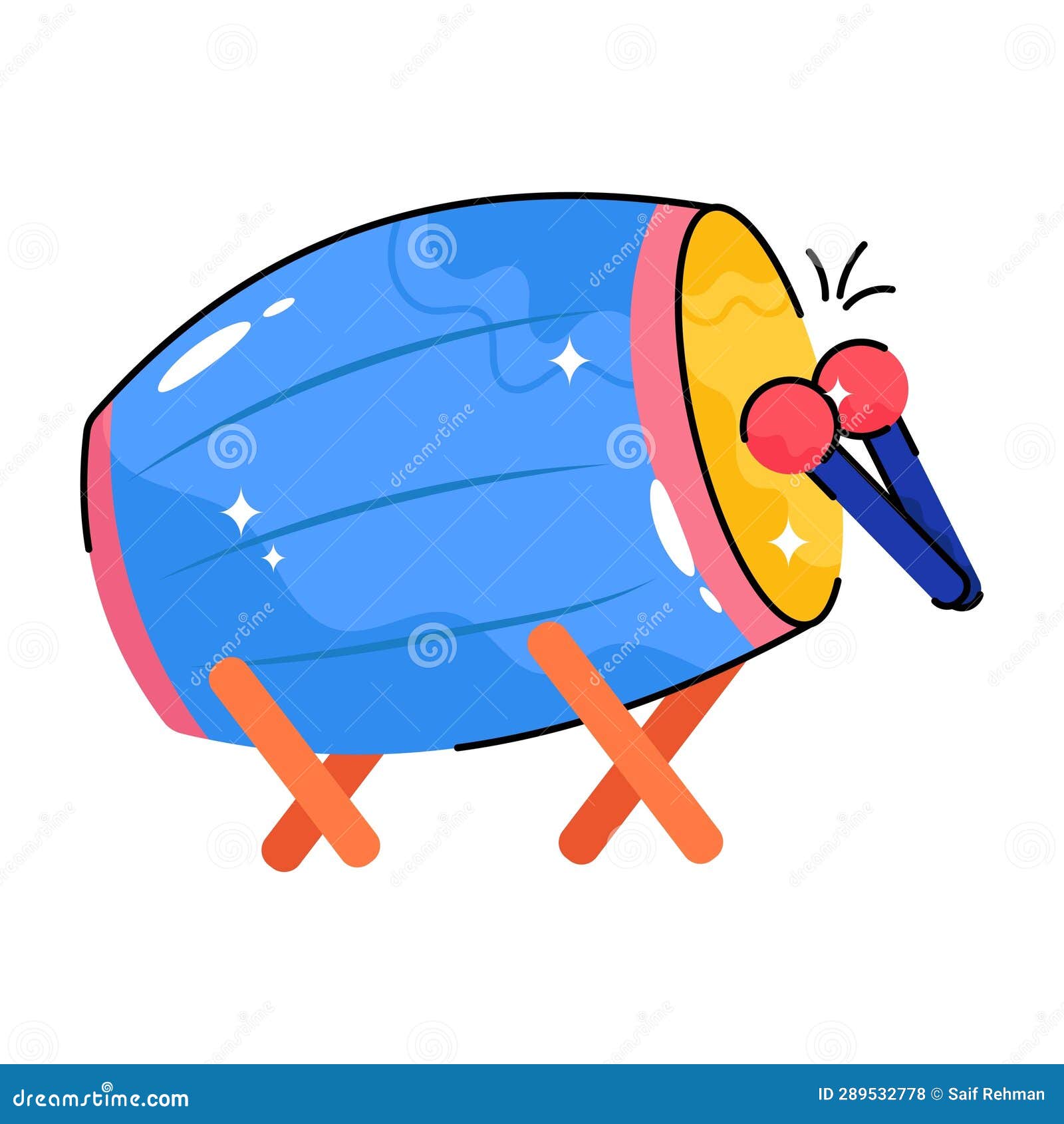 Drum Doodle Vector Colorful Sticker. EPS 10 File Stock Illustration