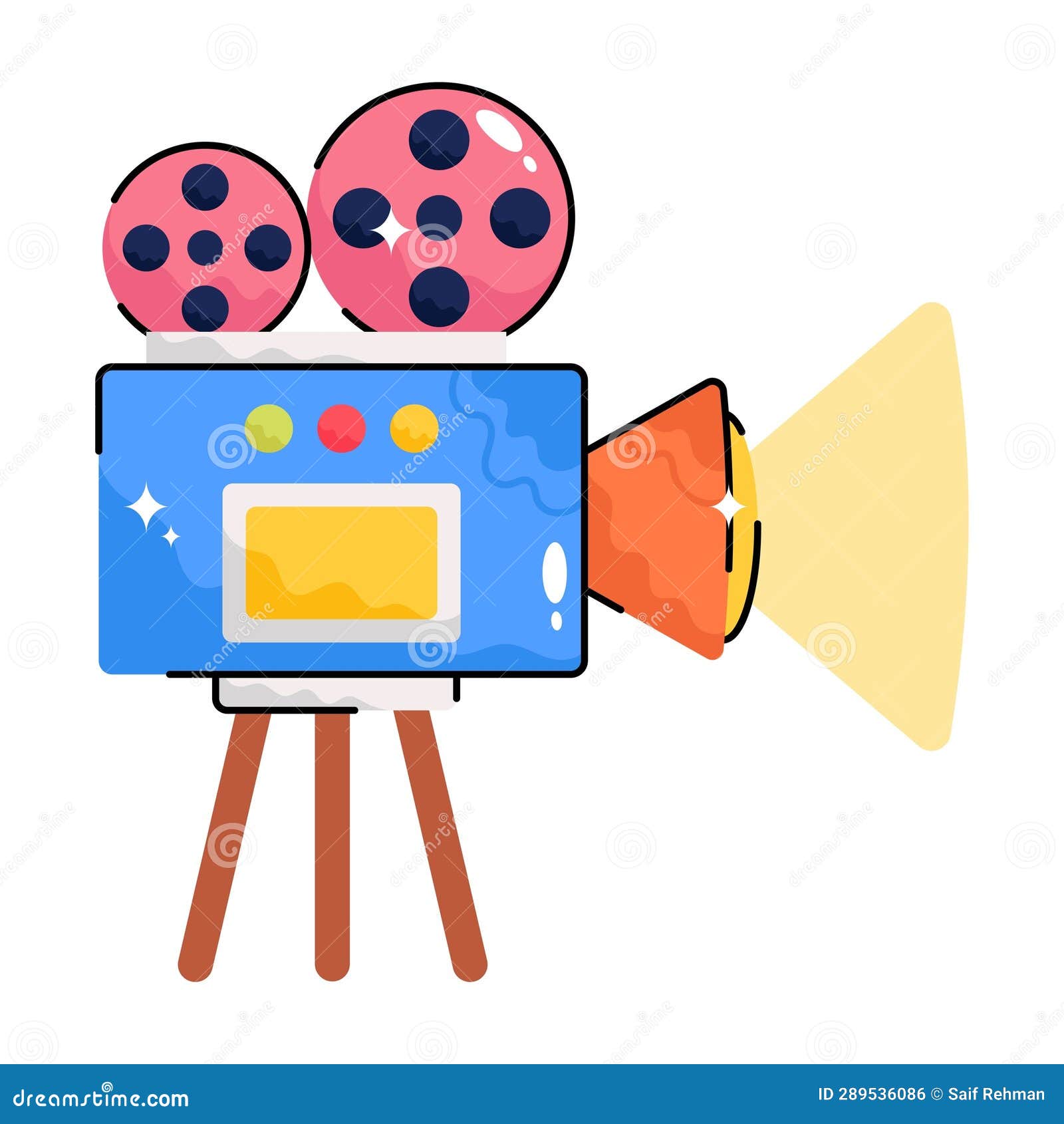 Movie Camera Doodle Vector Colorful Sticker. EPS 10 File Stock Vector