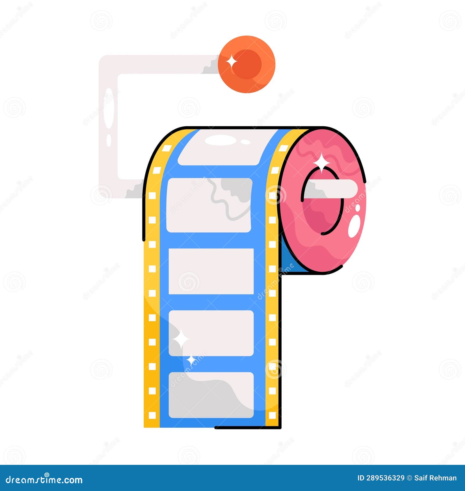 Film Reel Doodle Vector Colorful Sticker. EPS 10 File Stock