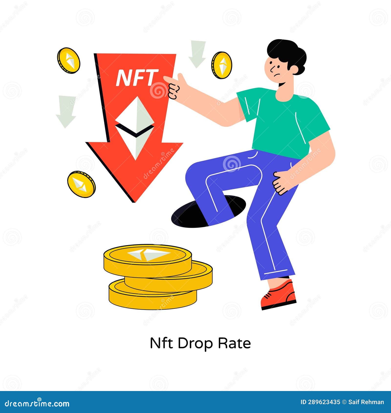 Nft Drop Rate Flat Style Design Vector Illustration. Stock Illustration