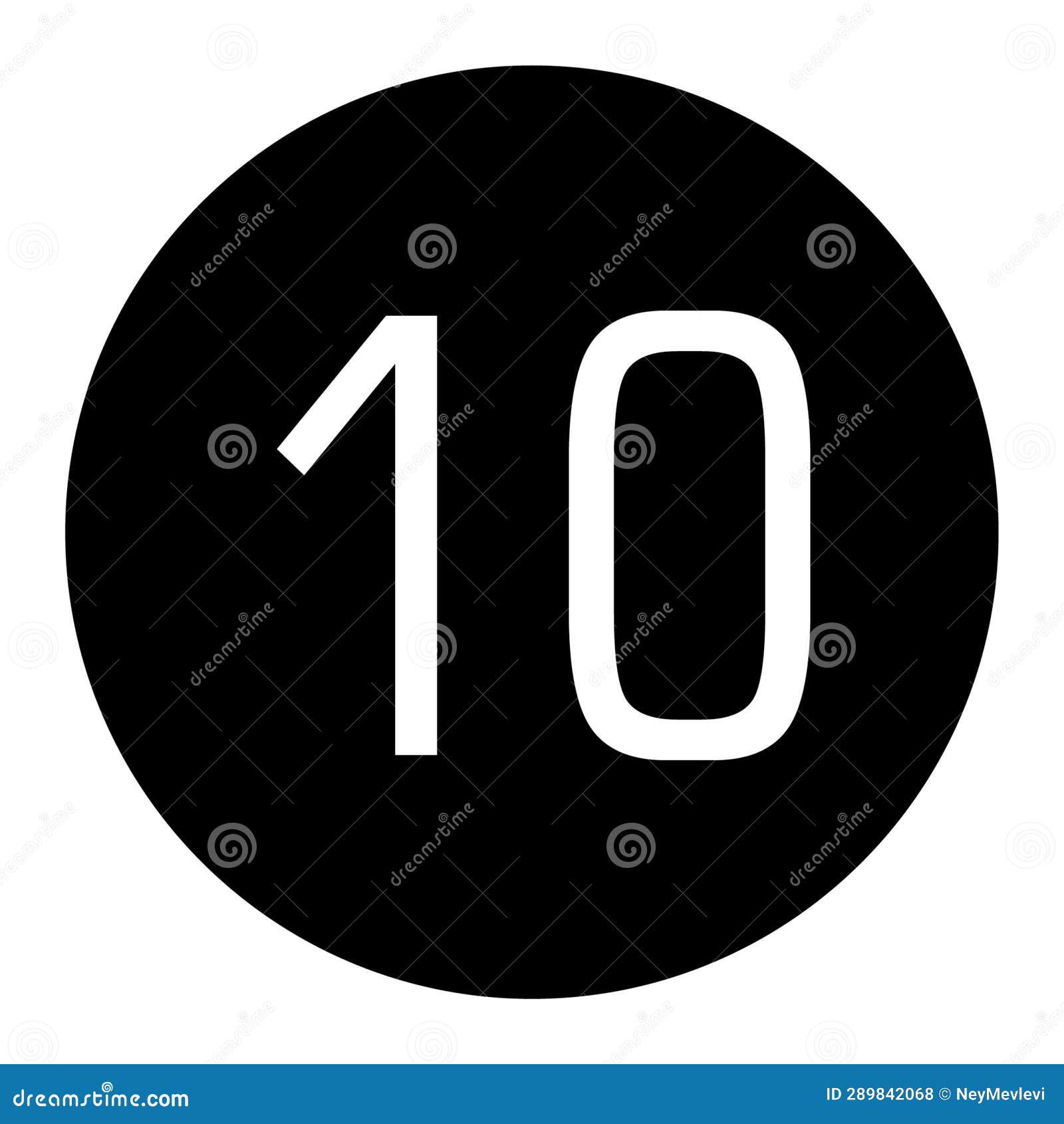 The Number 10 is Written in White with a Black Circle Frame Stock