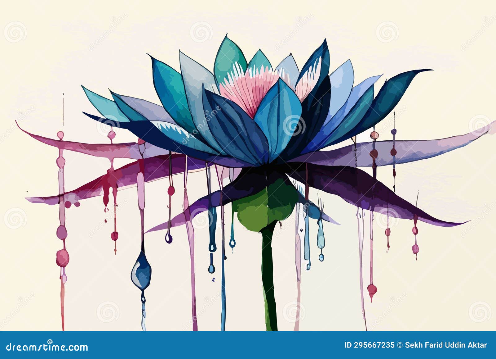 Night Queen Flower Watercolor Art and Illustration Created with Ai