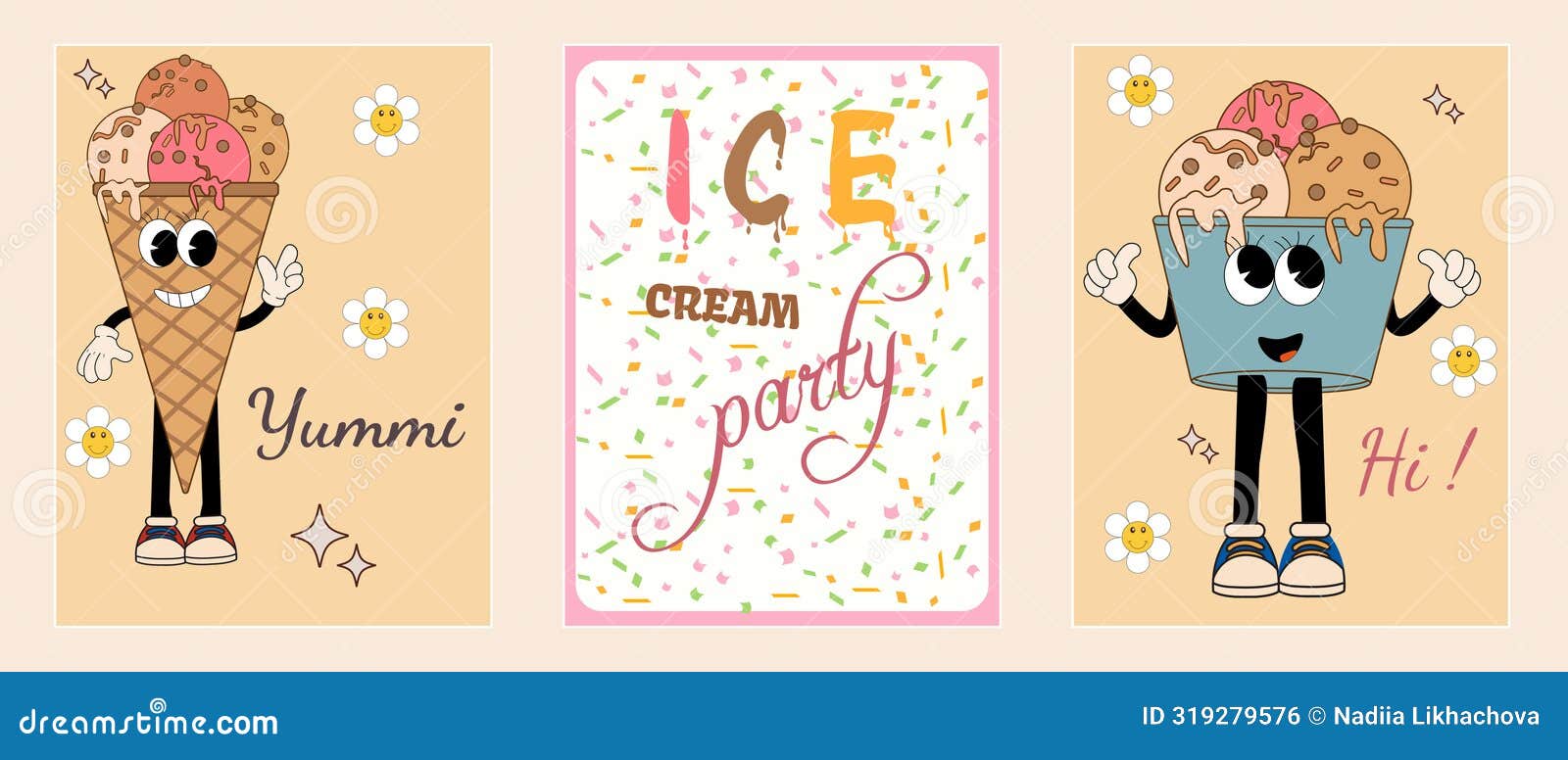 Set Of Summer Cute Ice Cream Party Posters Stock Vector Illustration set-of-summer-cute-ice-cream-party-posters-stock-vector-illustration