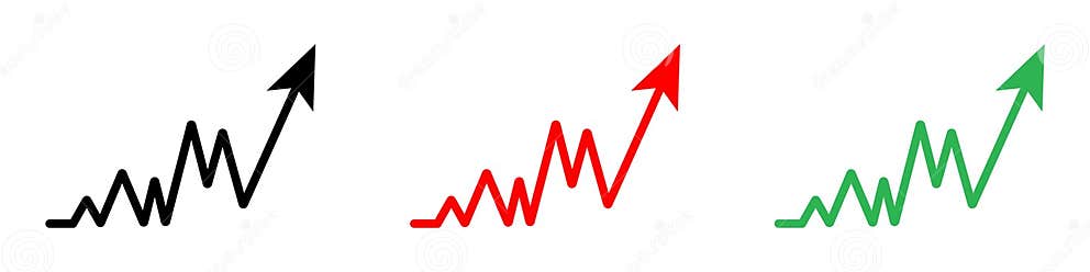 Black, Red and Green Arrow Going Up Vector Icon Set. Growing Business ...