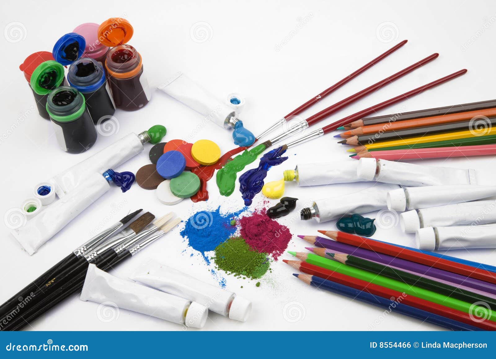 Paint art tools. Artistic supplies, painting and drawing materials,  brushes, paints, easel, creative art tools vector illustration icons set  Stock Vector Image & Art - Alamy