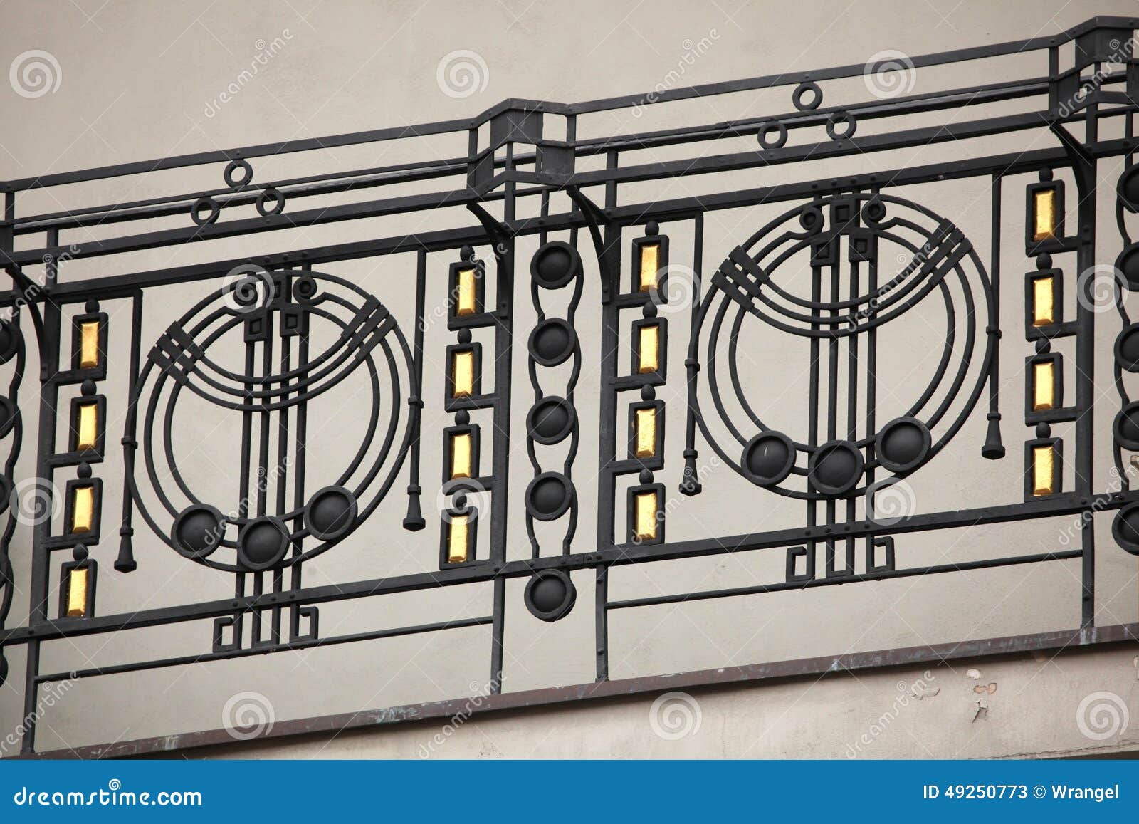 art nouveau ironwork balcony in prague.