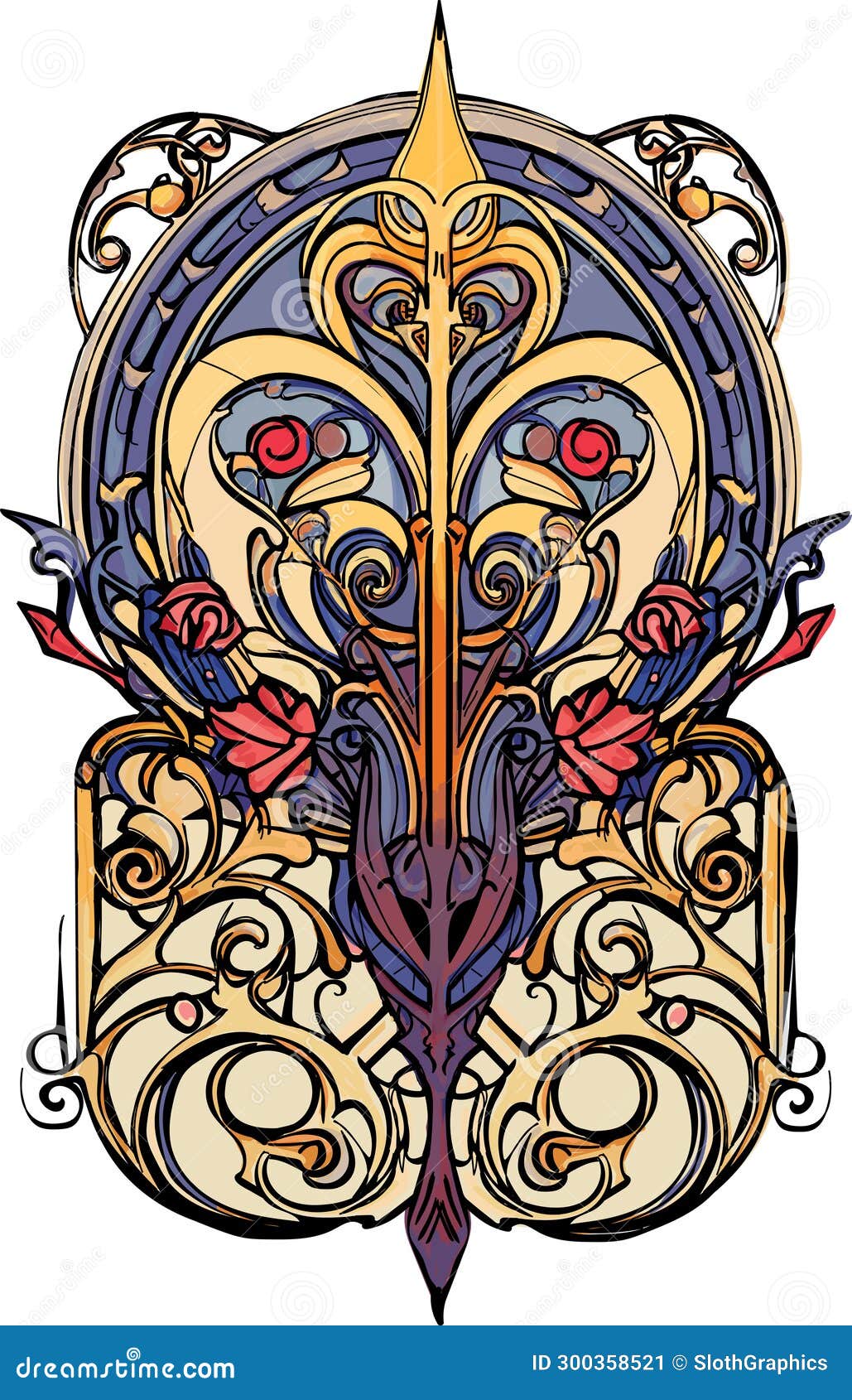 Abstract Art Nouveau Floral Design Elements, Graphic Design Stock ...