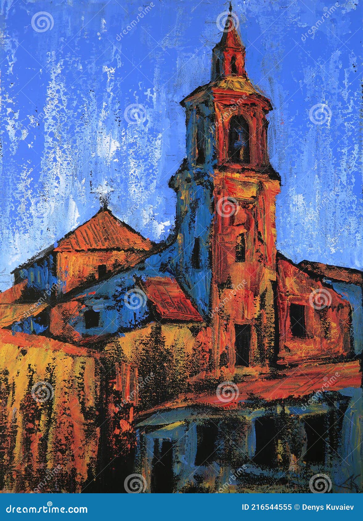 art painting of the iglesia parroquial de san pedro apstolo in alba de tormes city, spain