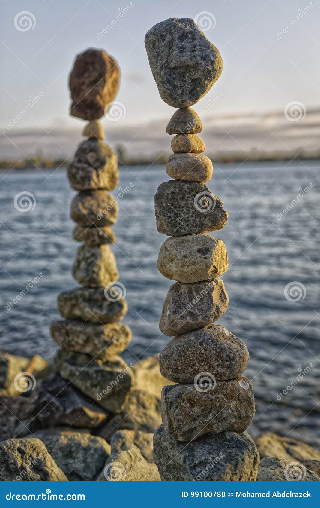 The art Rock balancing with sea background