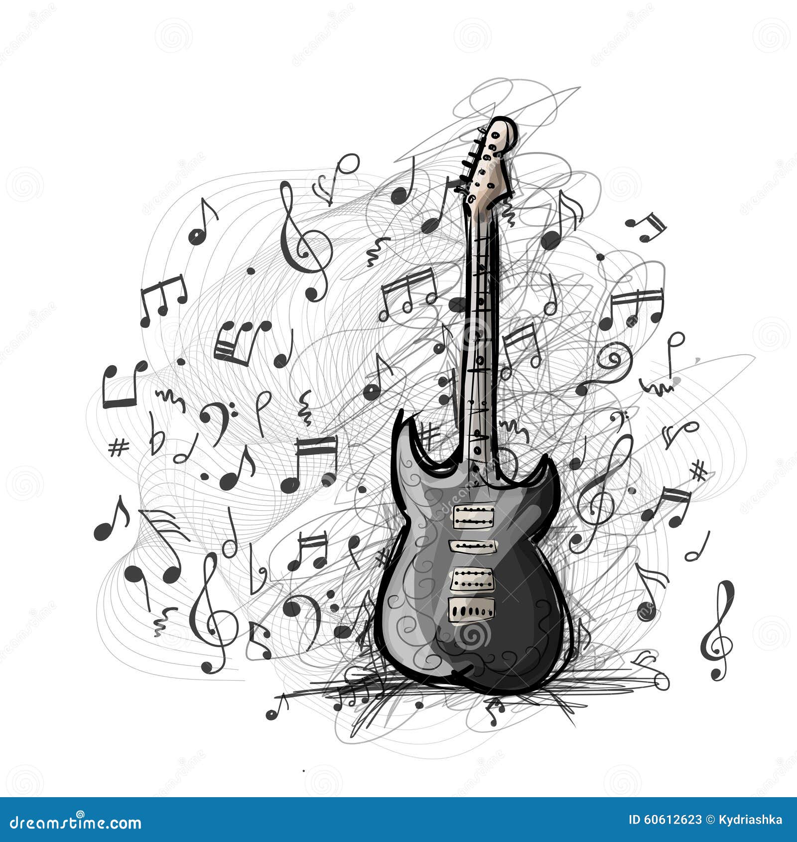 Canvas Print Vector monochrome illustration of an electric guitar with  wings. Design element for the advertising poster of the rock festival,  sketch for the tattoo, print for the t-shirts - PIXERS.CO.NZ