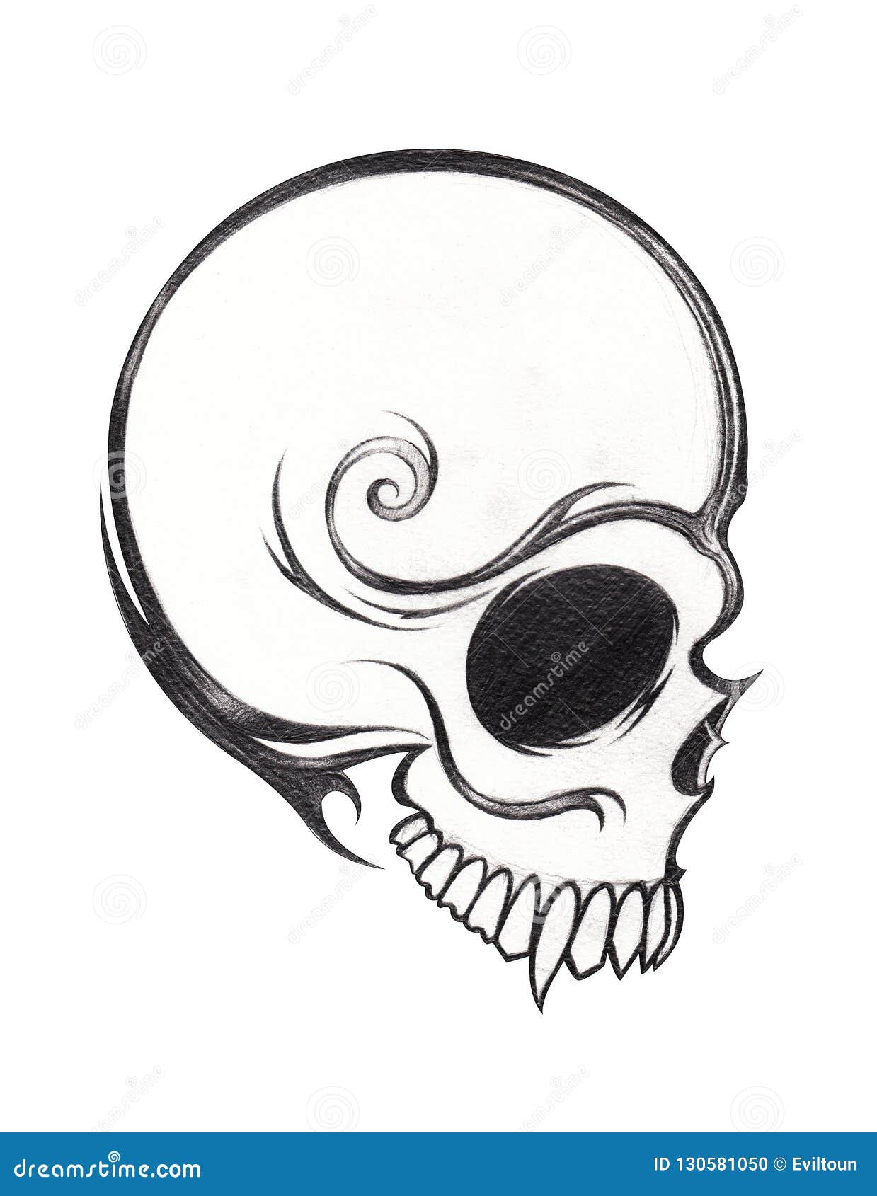 Art Skull Tattoo. stock illustration. Illustration of grim - 130581050