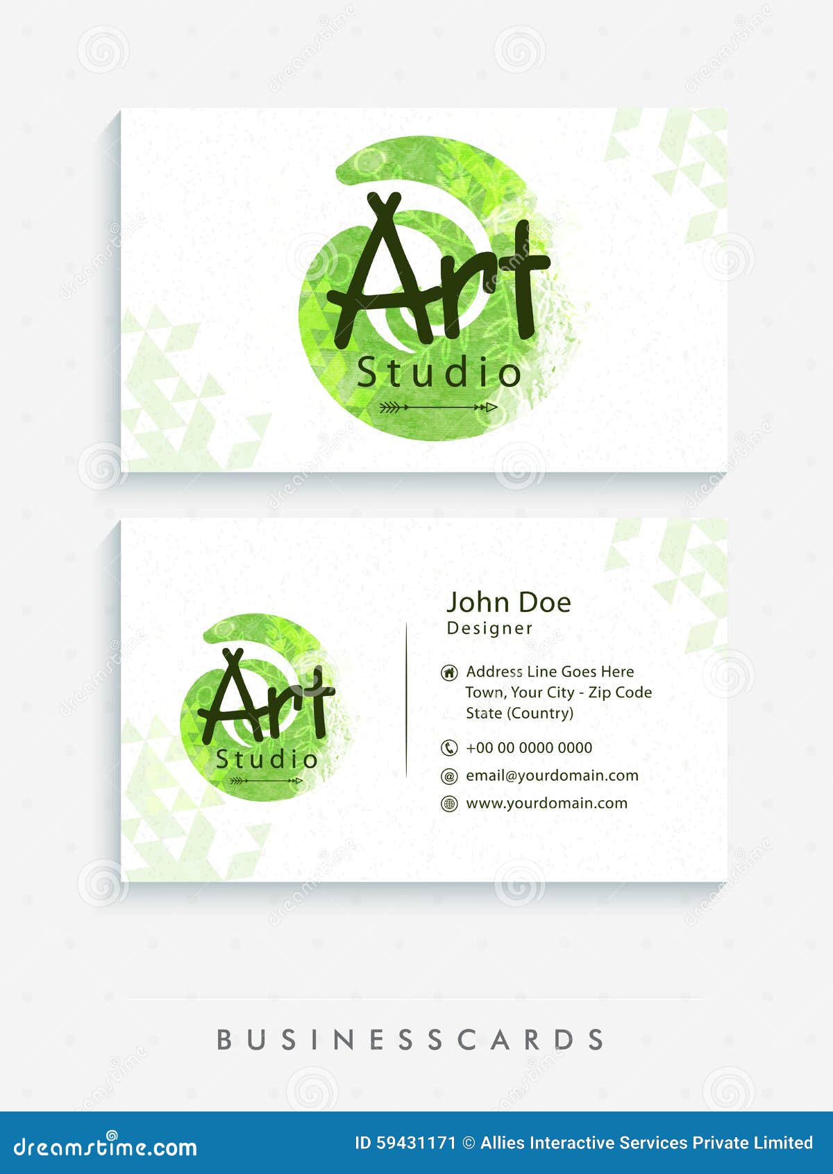 Art Studio Business Card Set. Stock Illustration Illustration of