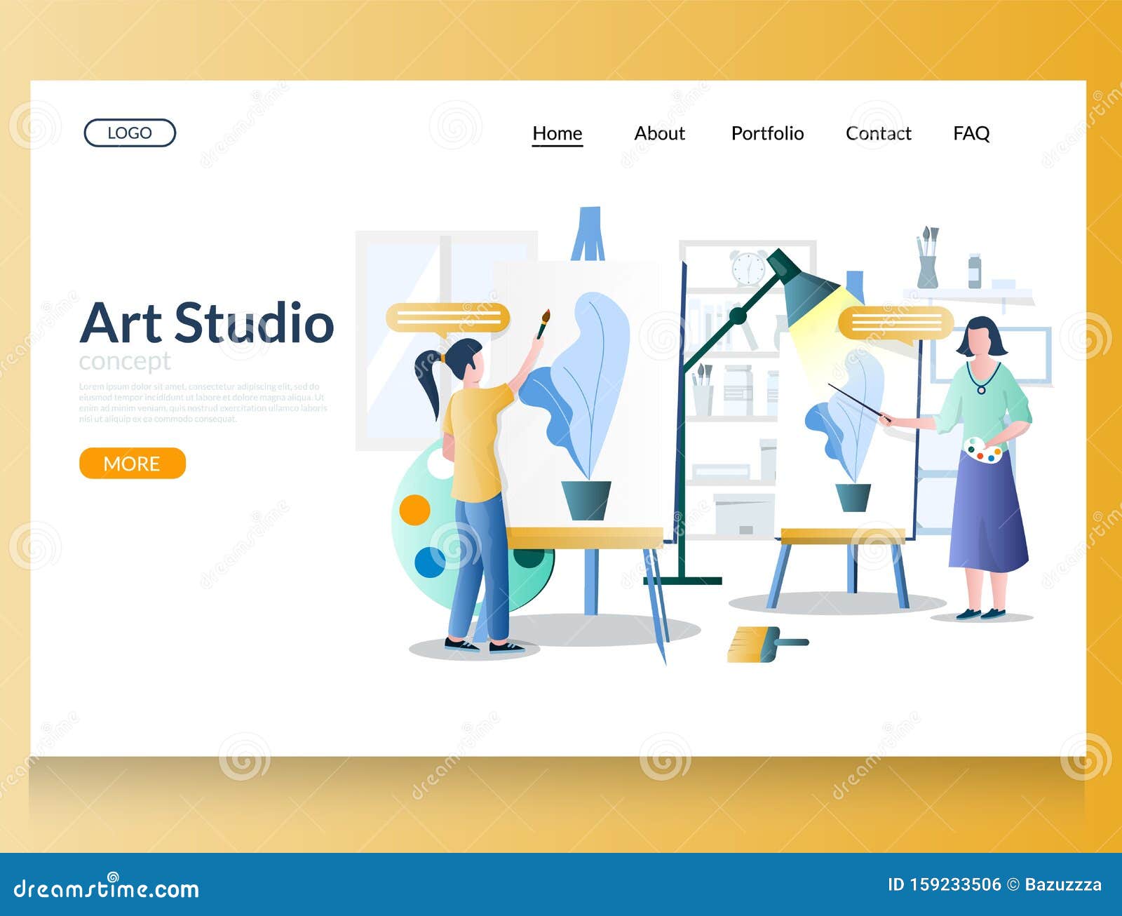 Art Studio Vector Website Landing Page Design Template Stock Vector Art Studio Vector Website Landing Page Design Template Stock Vector