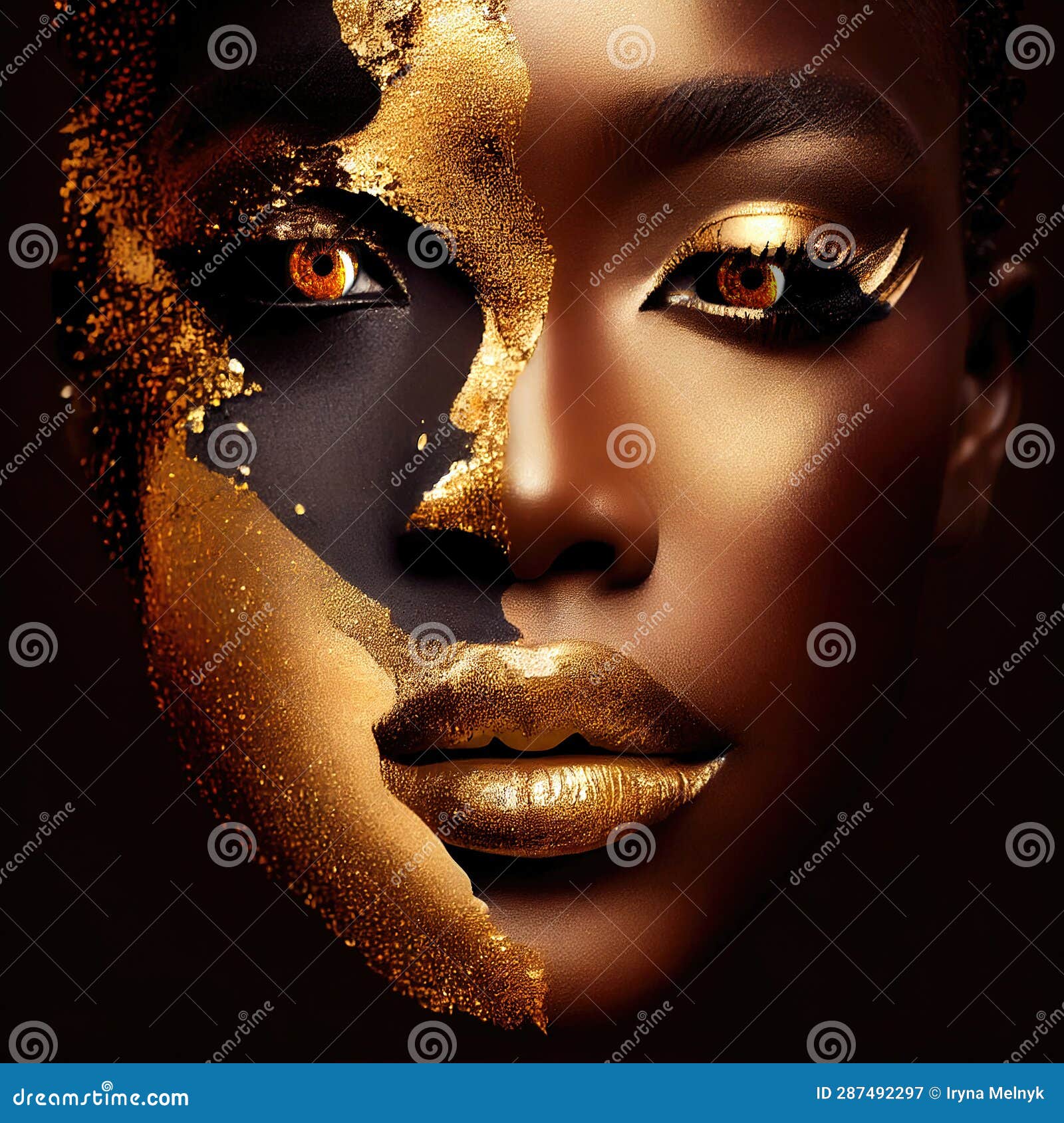 Art Style Close-up Portrait of Fictional, Not Real, Beautiful African ...