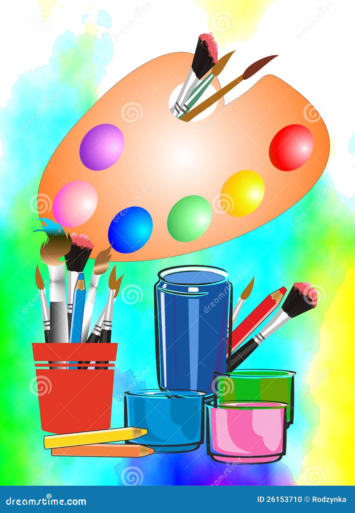 Art supplies stock illustration. Illustration of crayons - 26153710