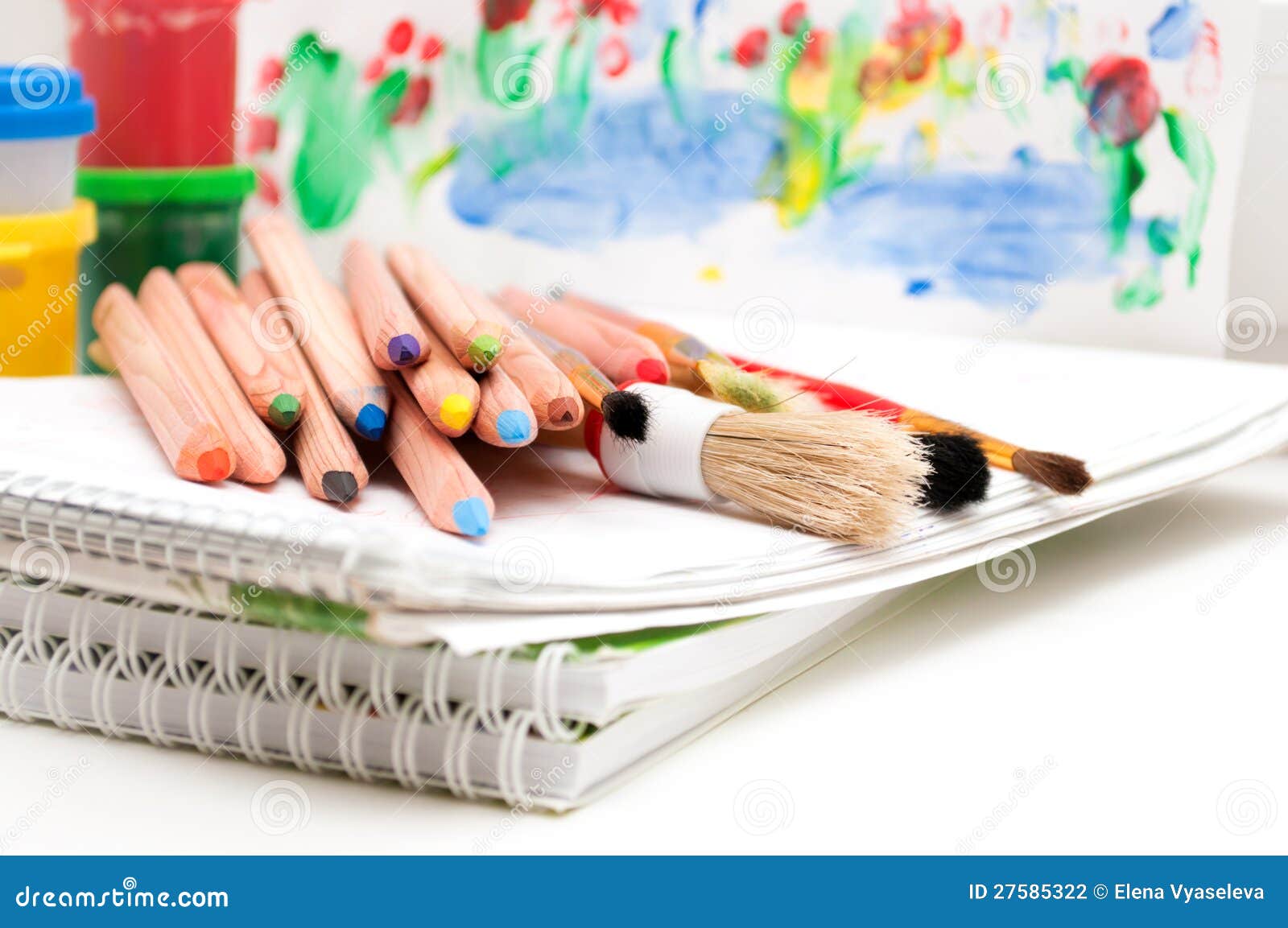 Art supplies stock photo. Image of brush, green, craft 27585322