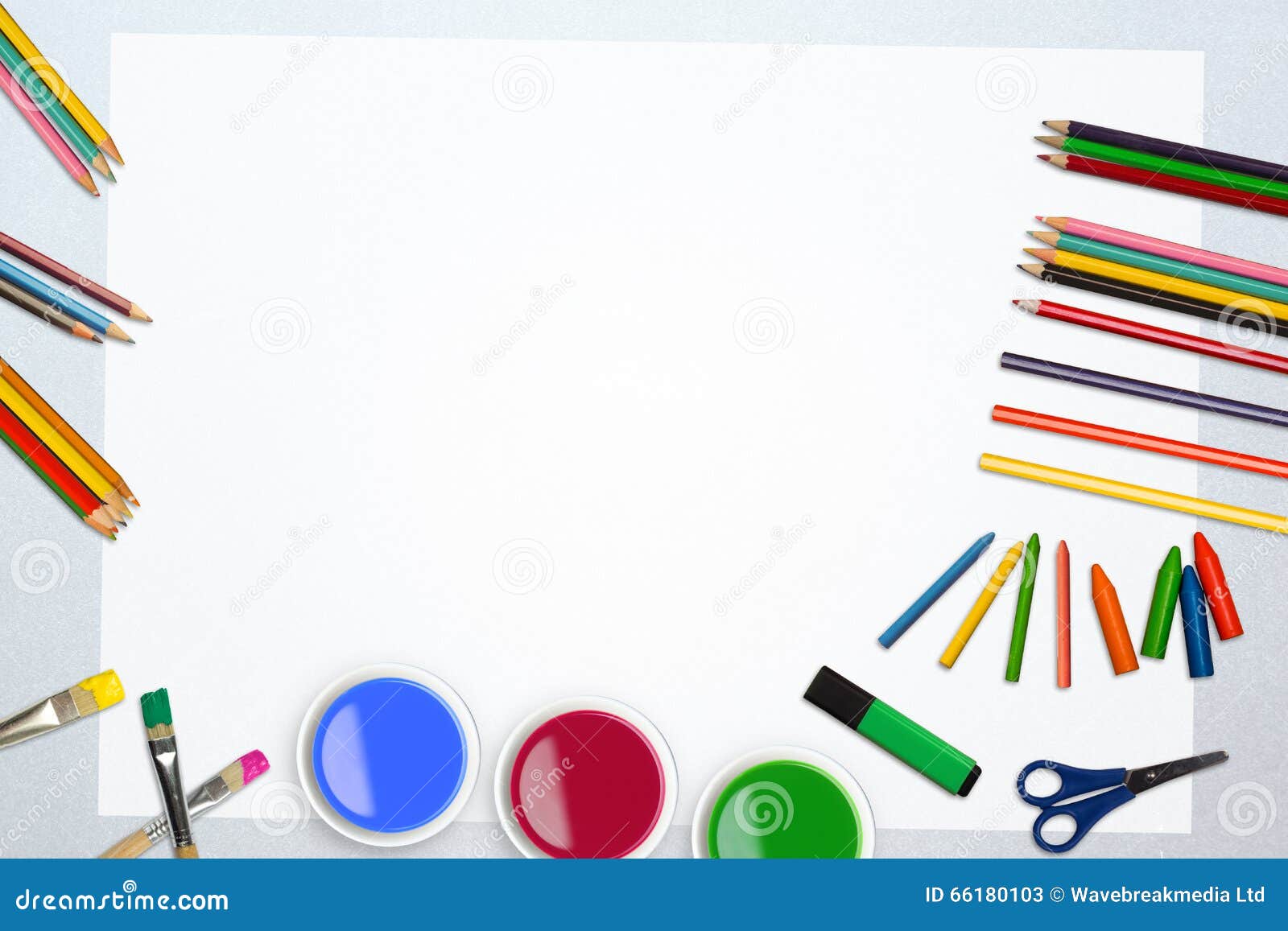Art supplies border line stock illustration. Illustration of creative