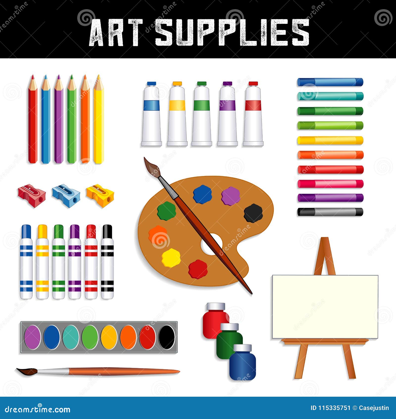 Artist Palette Paints and Brushes Illustration Stock Illustration -  Illustration of creativity, tool: 19301775