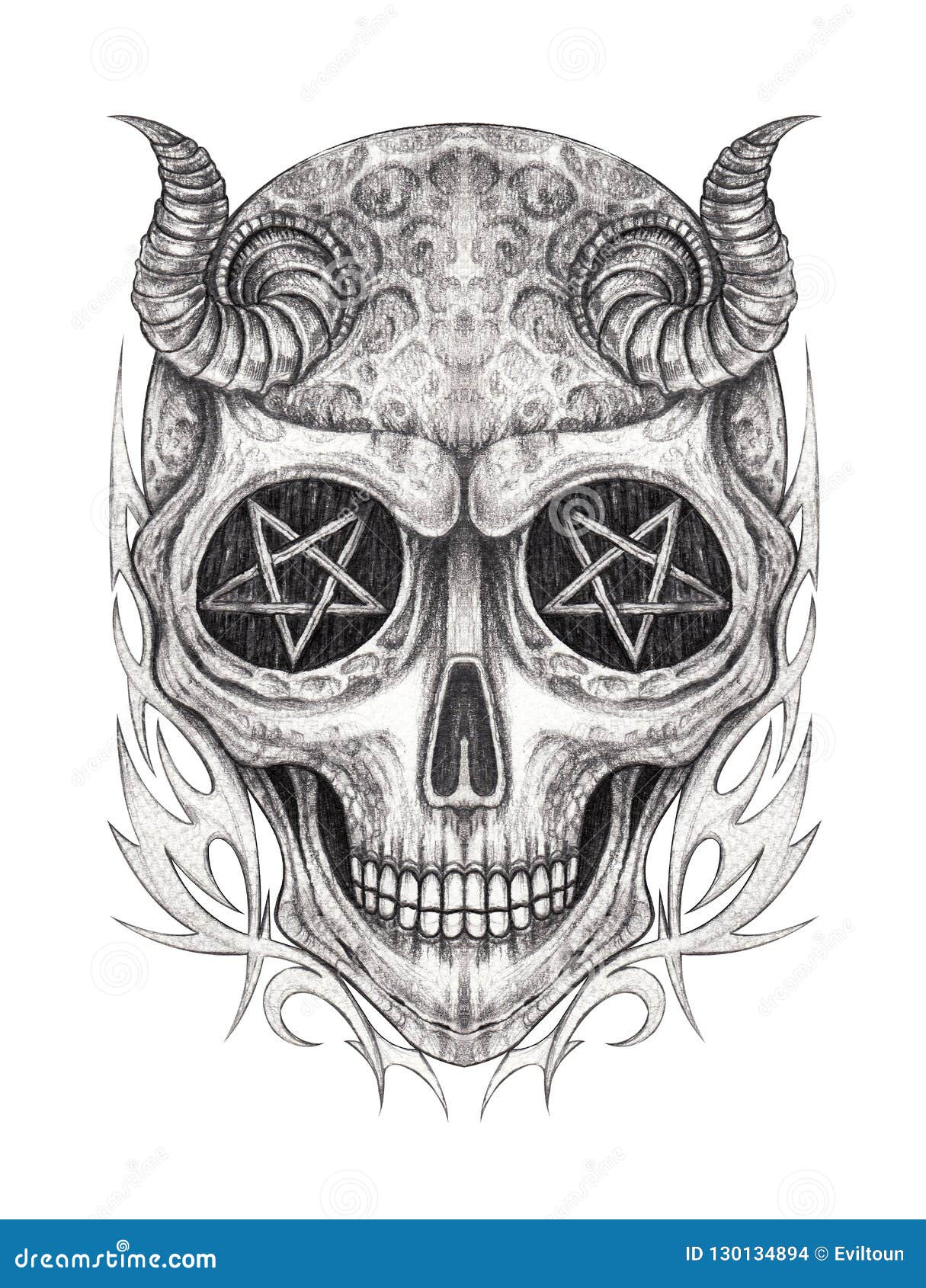 ArtStation  Demon Skull Tattoo Design Experimental