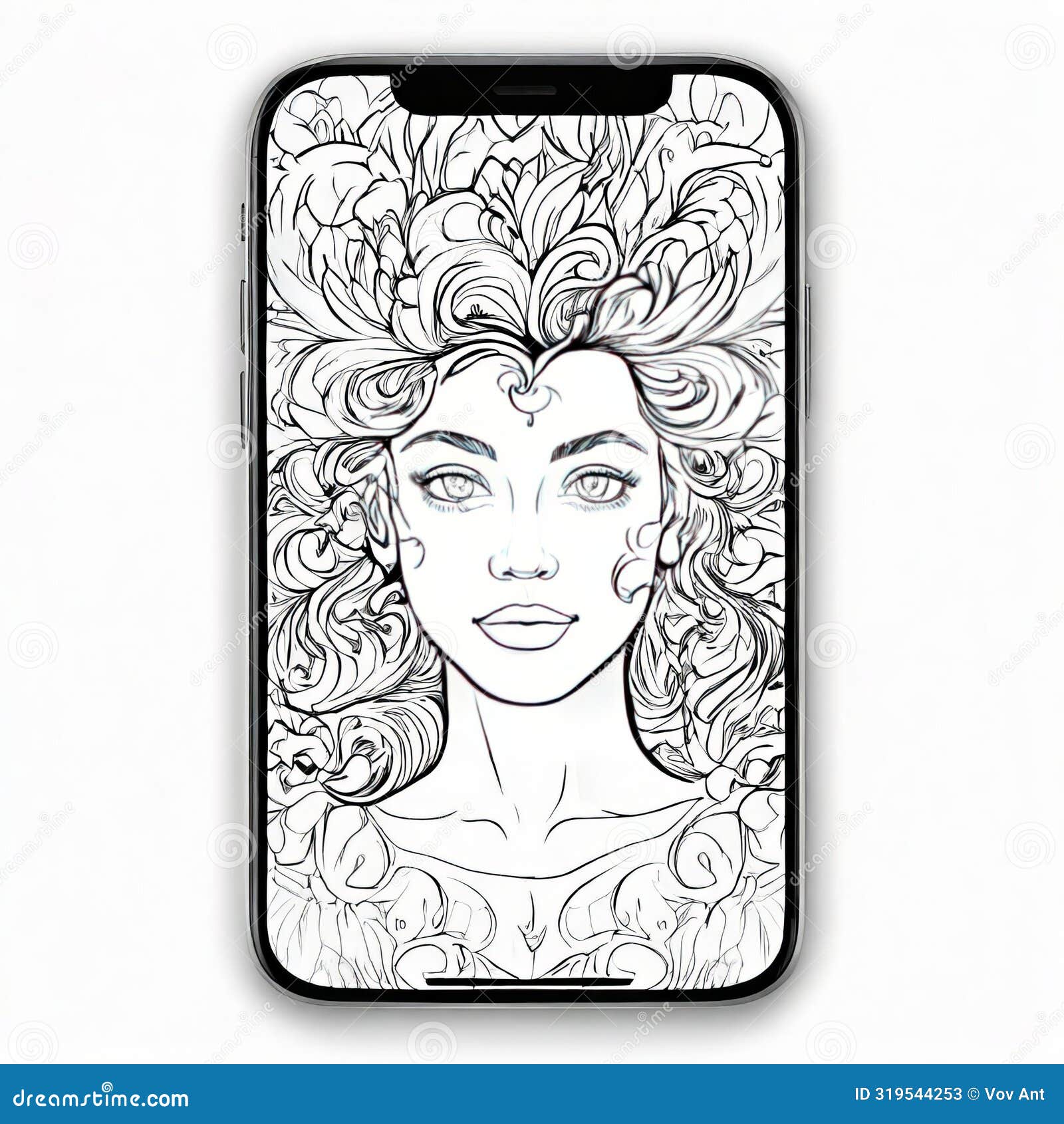 Art Therapy App Interface with Coloring Pages Creative Exercis Stock