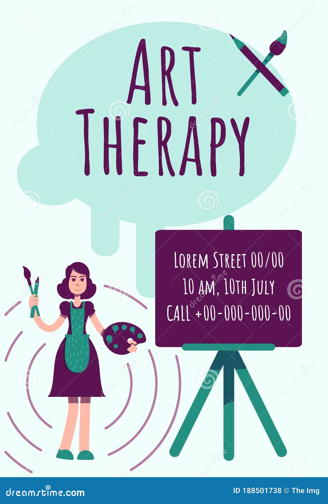 Art Therapy Poster Flat Vector Template Stock Vector Illustration of