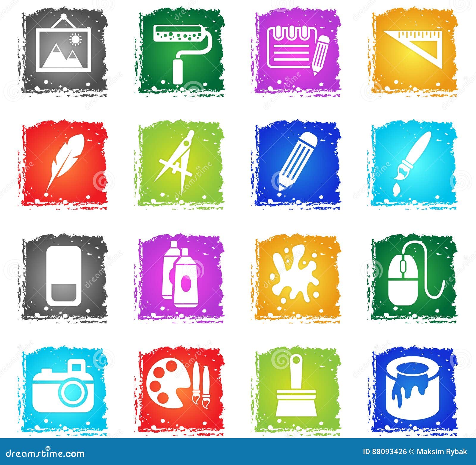 Art tools icon set stock vector. Illustration of palette 88093426