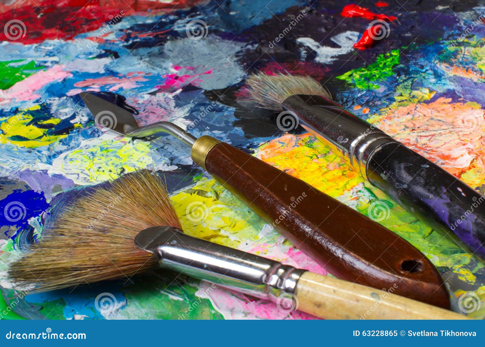 Art Tools Set Palette Knife and Brushes Stock Image Image of brush