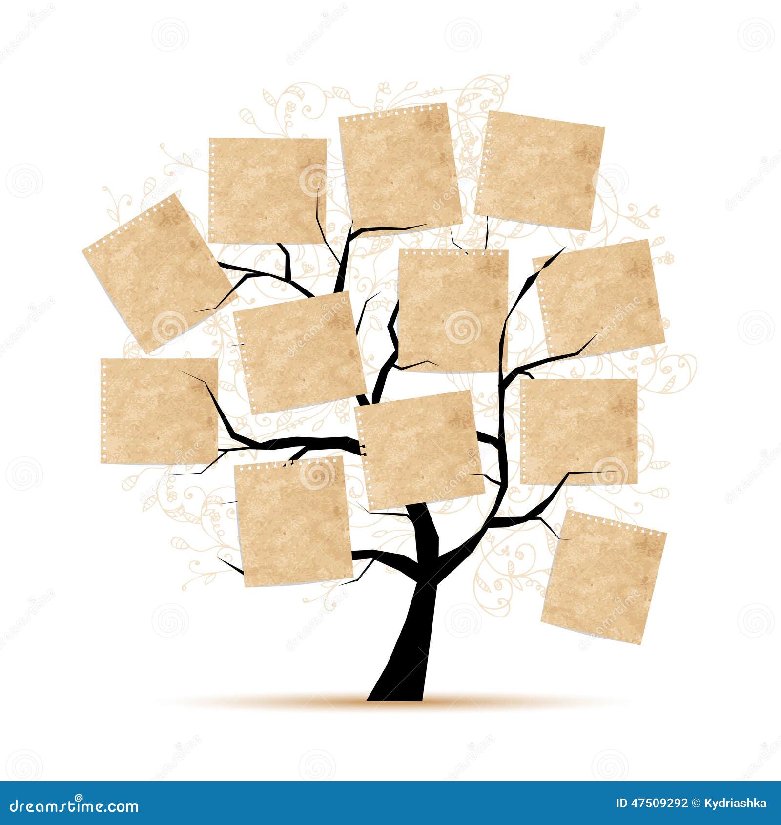 Art Tree with Papers for Your Text Stock Vector Illustration of blank