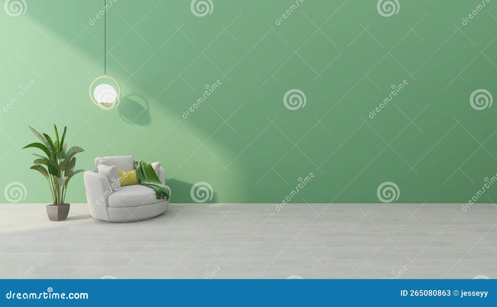 Modern Simple Living Room Art Wall Prototype, Space Design. Stock