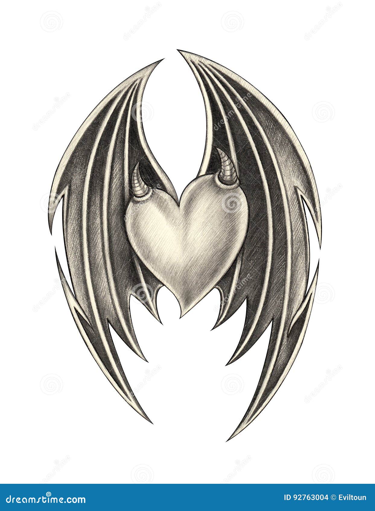 Art Wings Devil Heart Tattoo. Stock Illustration - Illustration of - rta ...
