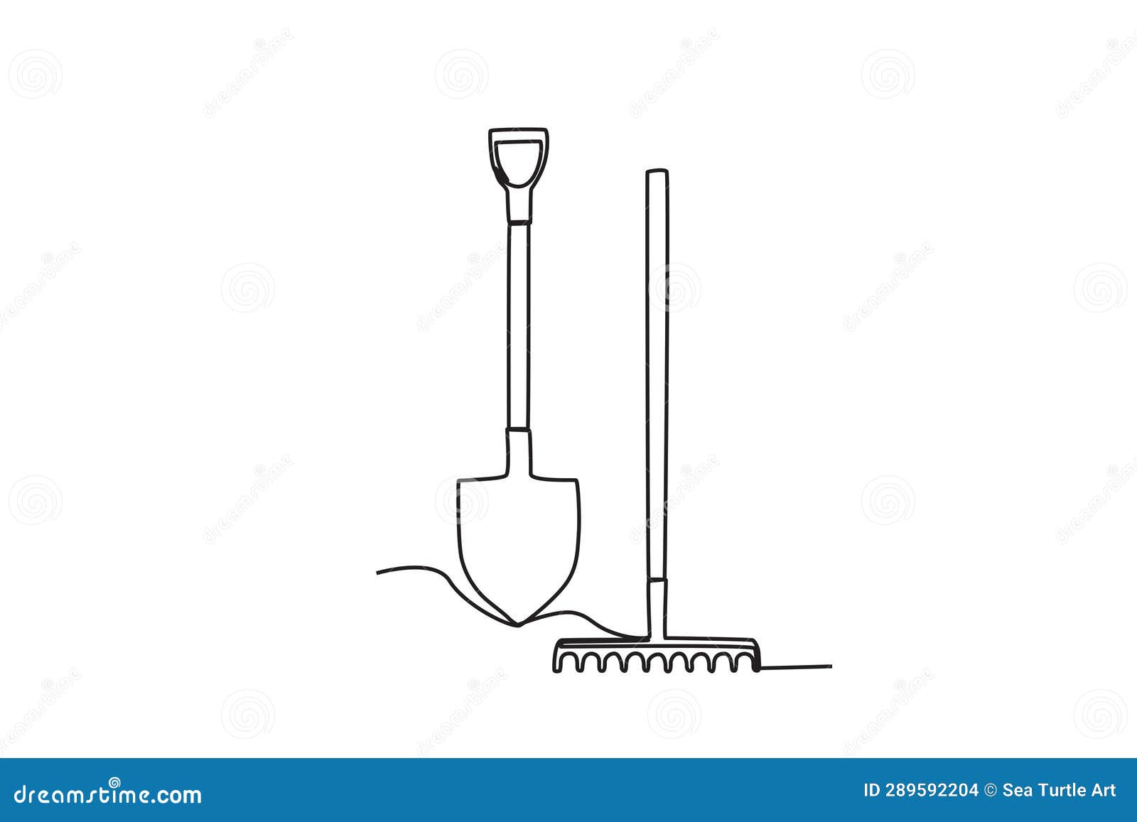 A Shovel and Rake for Gardening Stock Illustration Illustration of