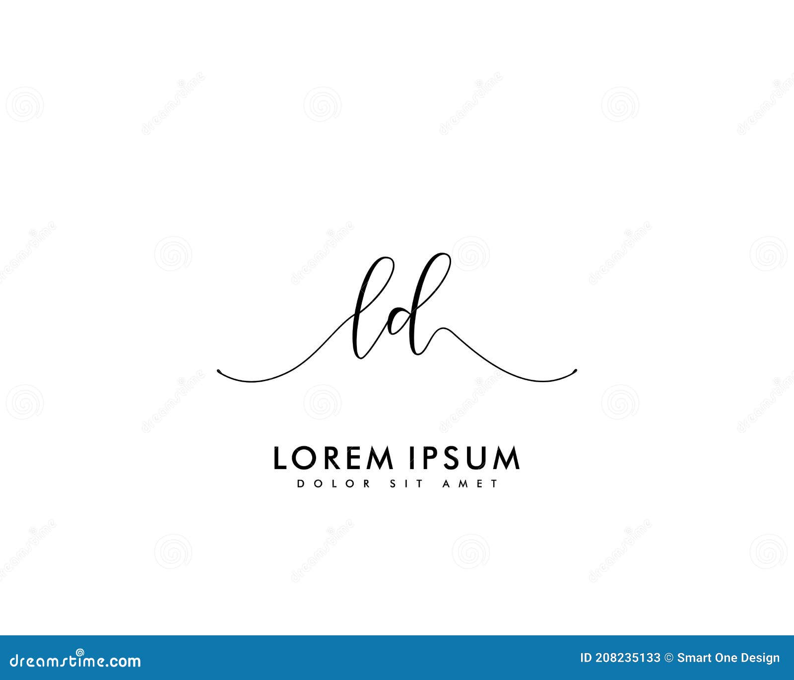 initial letter ld beauty handwriting logo 